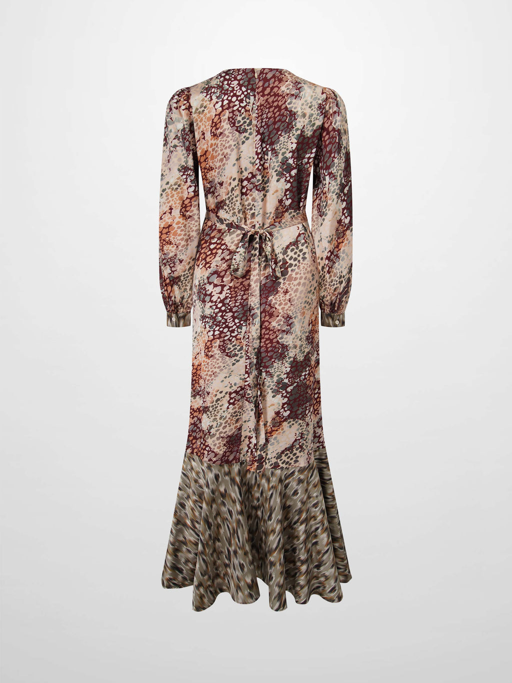 High Low Belted Animal Print Dress Elegant Asymmetrical Hemline