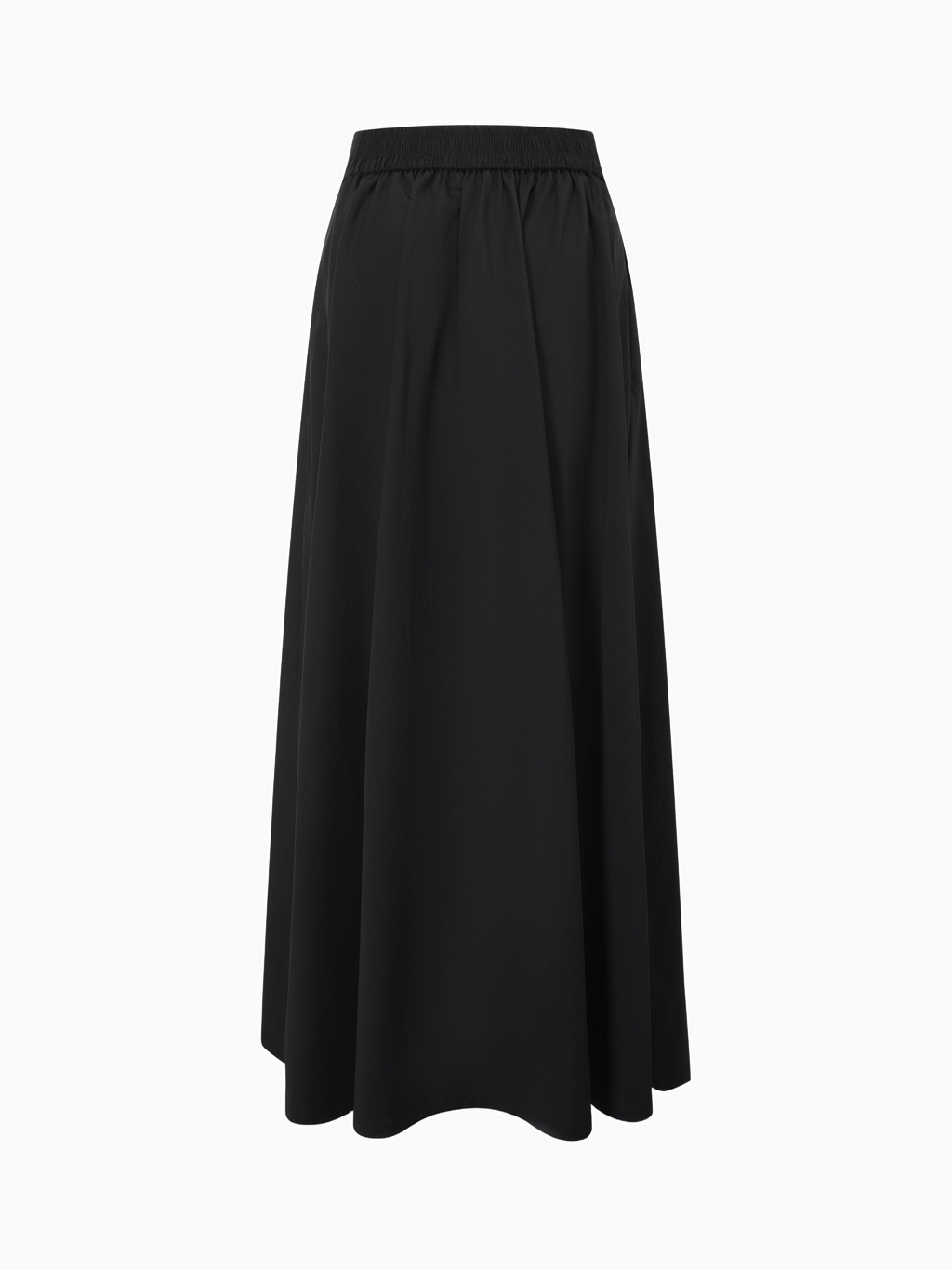 Elastic Back Maxi Cotton Blend Skirt Black Comfortable Casual Basic
