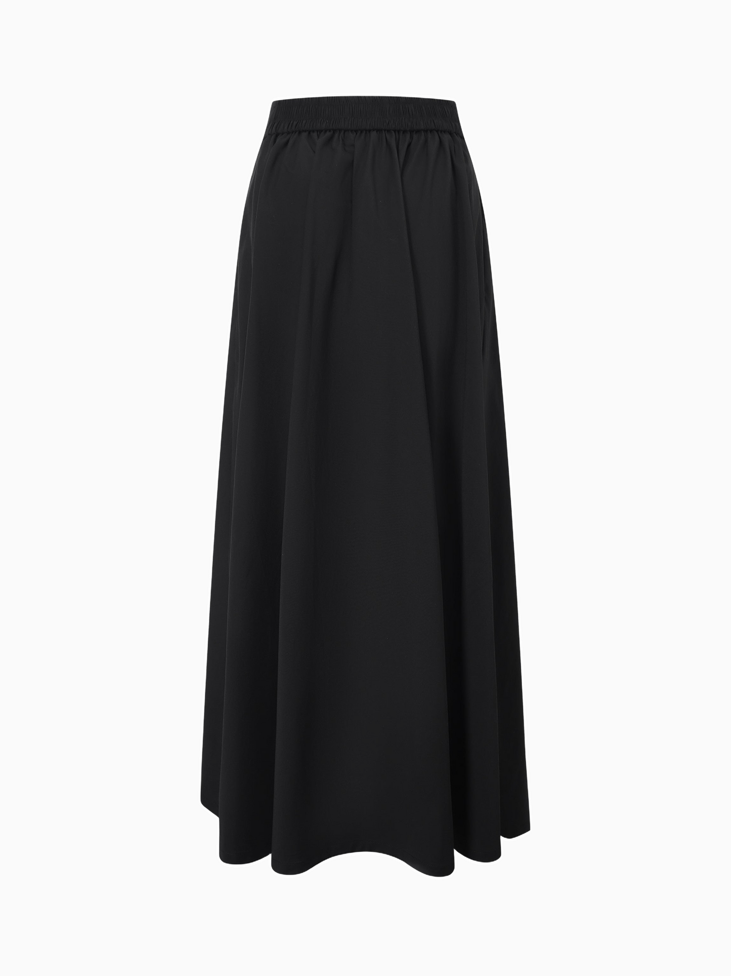 Elastic Back Maxi Cotton Blend Skirt Black Comfortable Casual Basic