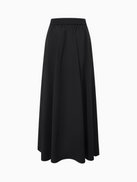 Elastic Back Maxi Cotton Blend Skirt Black Comfortable Casual Basic