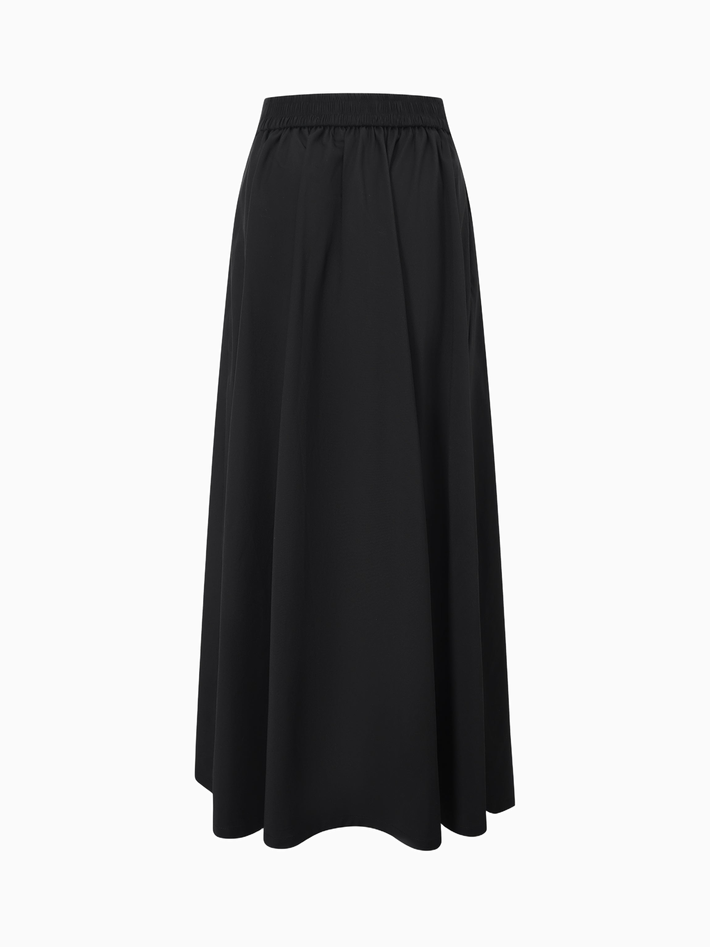 Elastic Back Maxi Cotton Blend Skirt Black Comfortable Casual Basic