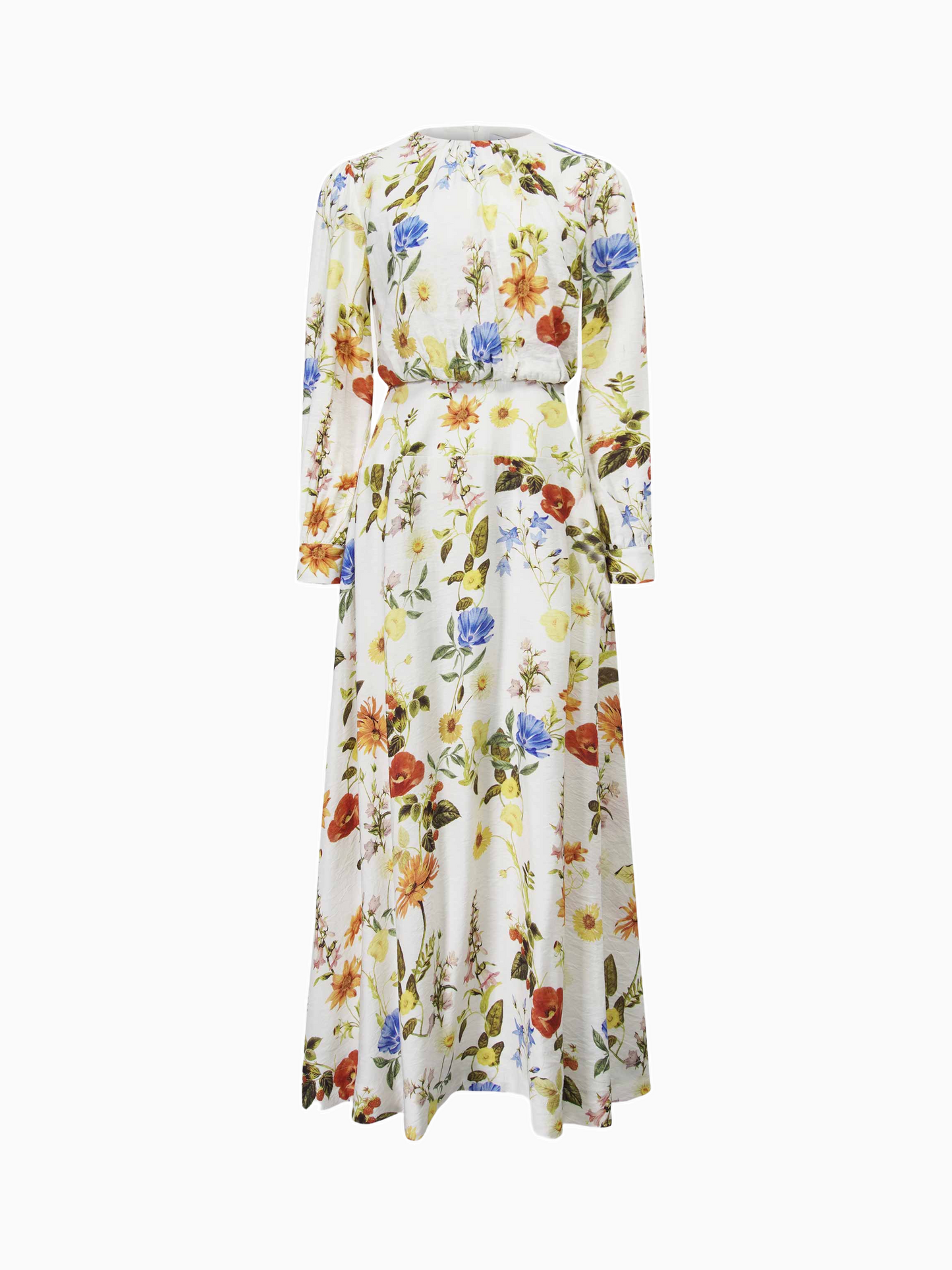 Waist Yoke Dress Garden Floral Elegant Printed Evening Dress