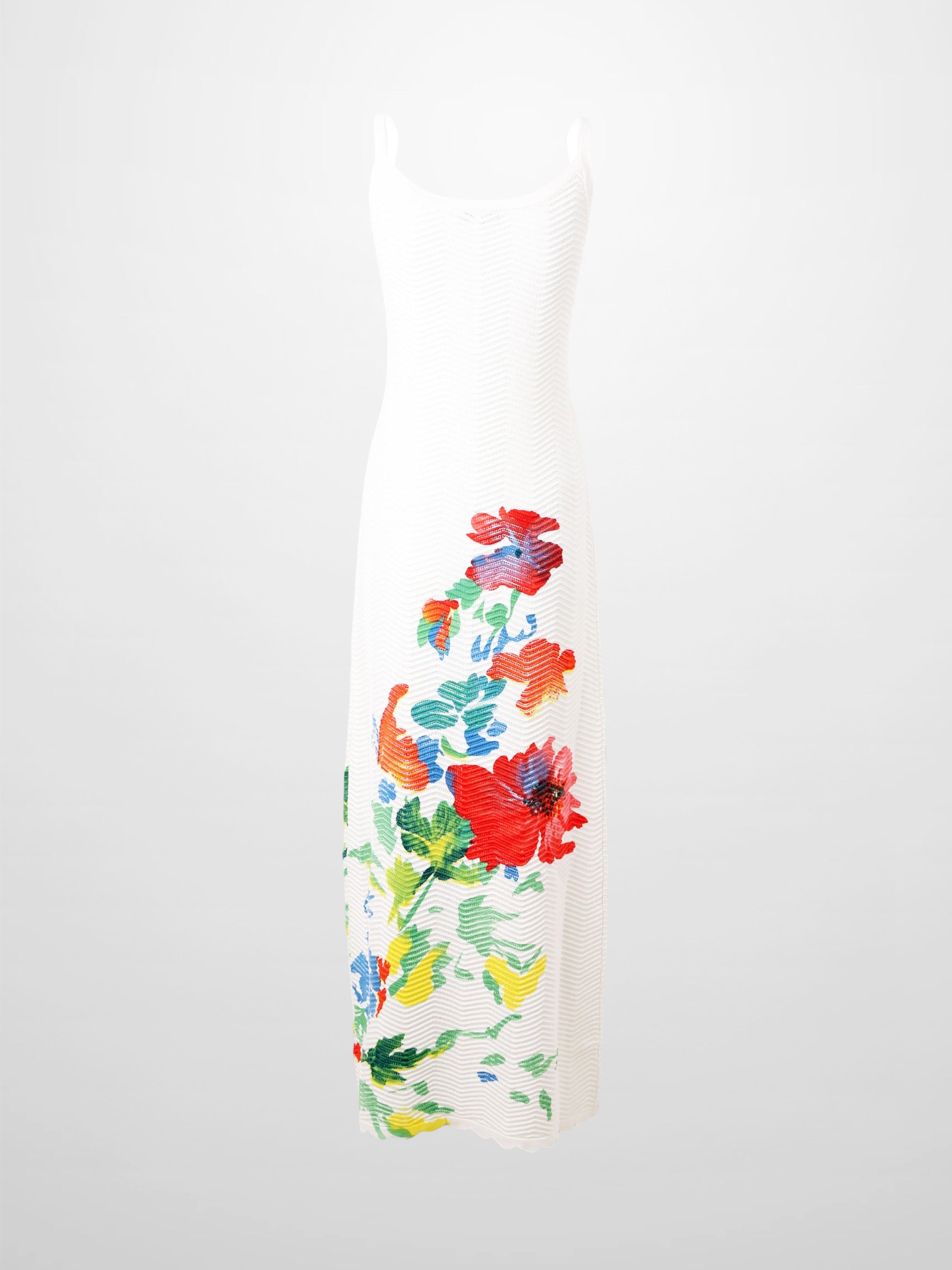 Wave Design Coral Flower Slip Dress Lightweight Elegant Layering
