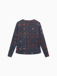Crew Neck Printed Mesh Top Colored Floral Lightweight Breathable Tee-2