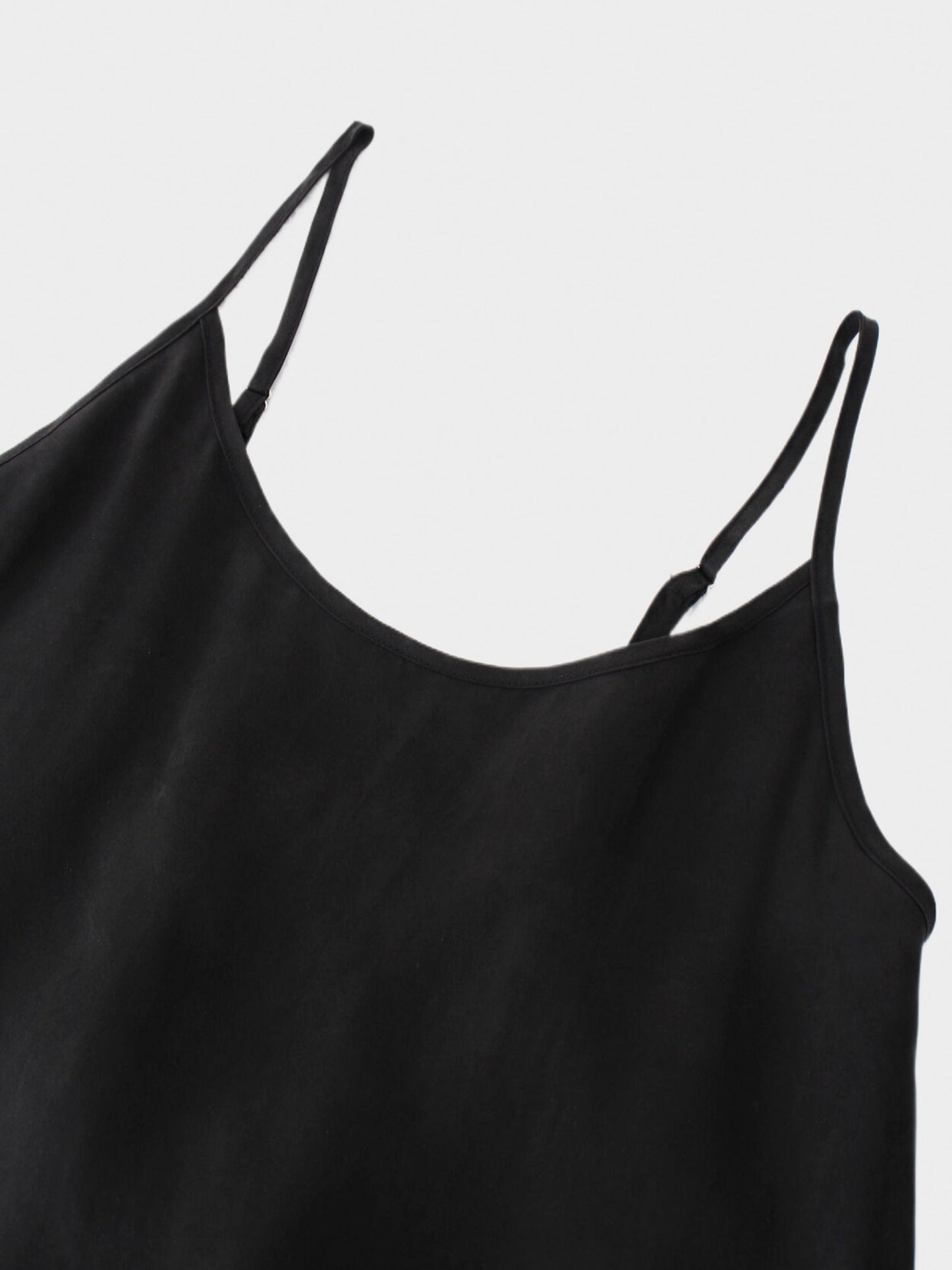Black Cupro Crew Neck Slip Dress Elegant Casual Formal Wear