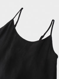 Black Cupro Crew Neck Slip Dress Elegant Casual Formal Wear