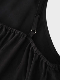 Black Cupro Crew Neck Slip Dress Elegant Casual Formal Wear