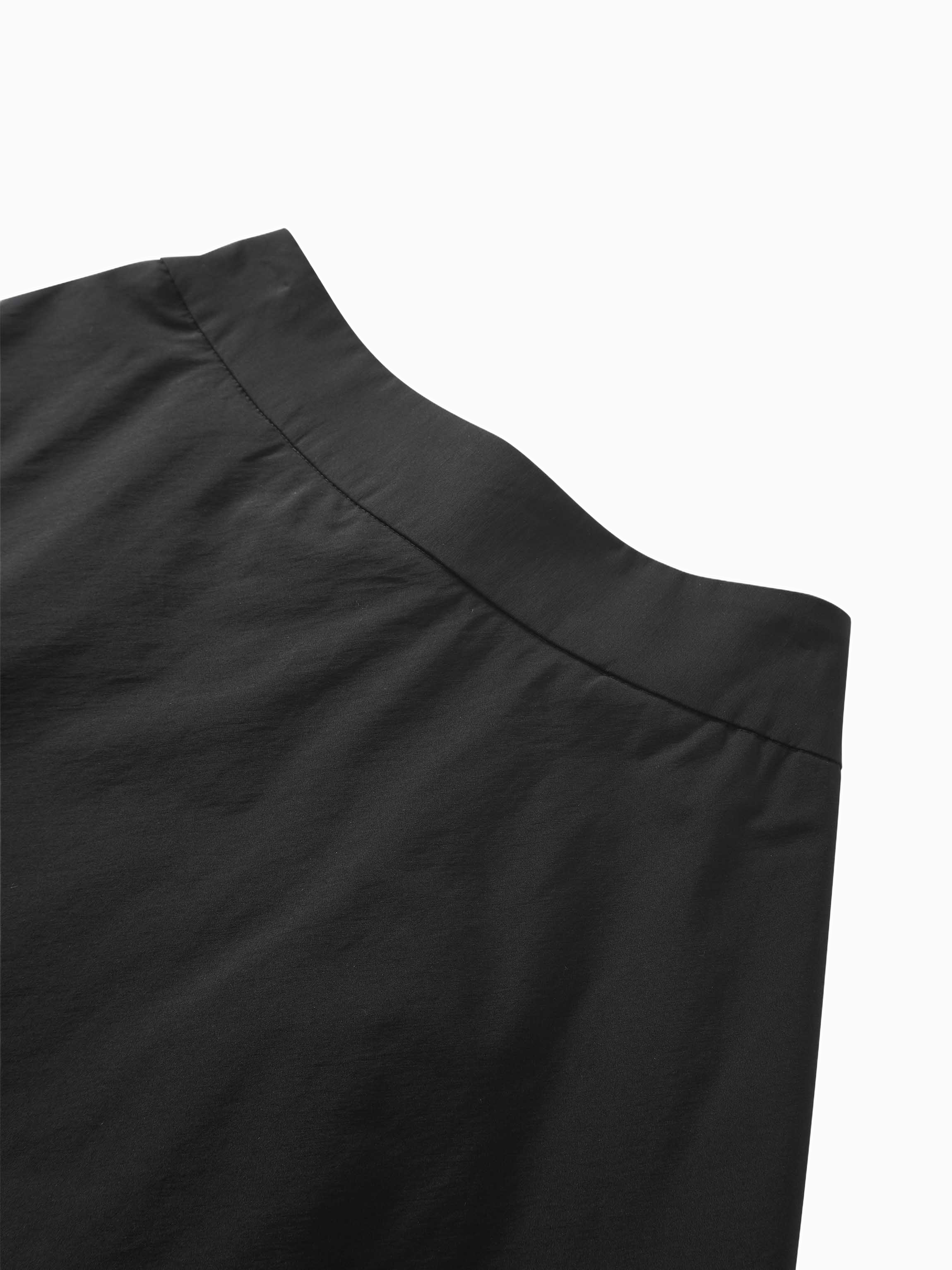 Elastic Back Maxi Cotton Blend Skirt Black Comfortable Casual Basic