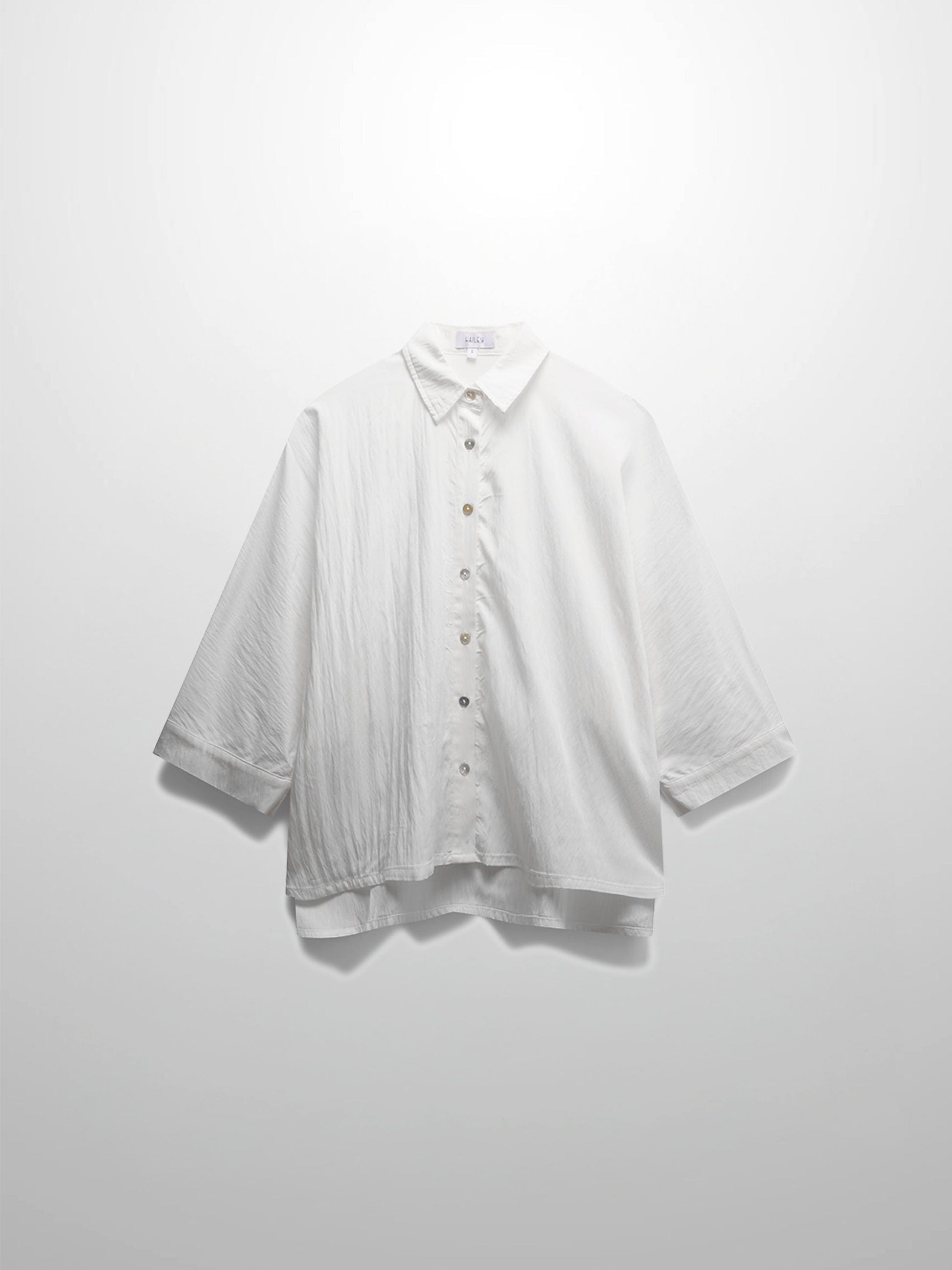 Boxy Dolman Sleeve Crinkle Blouse White Lightweight Casual Top-3