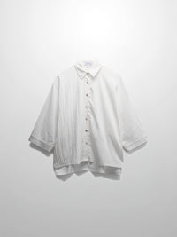Boxy Dolman Sleeve Crinkle Blouse White Lightweight Casual Top-3