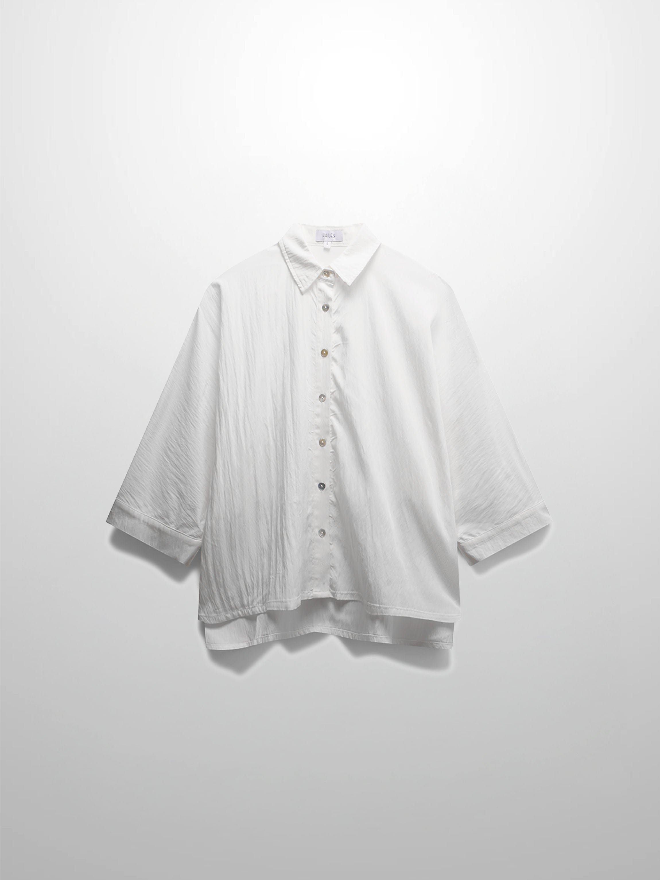 Boxy Dolman Sleeve Crinkle Blouse White Lightweight Casual Top-3