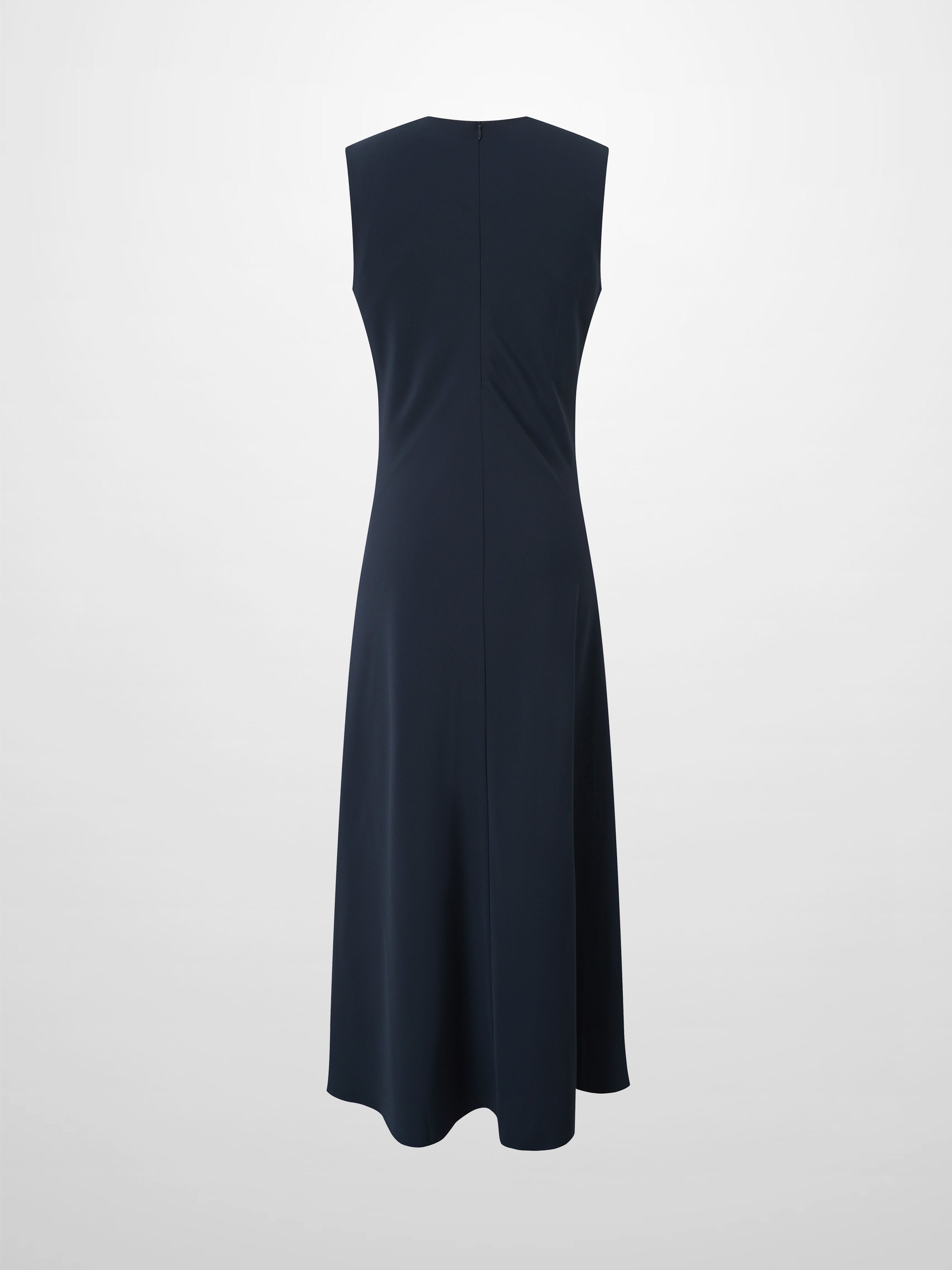 Navy Faux Satin Crew Neck Slip Dress Elegant Casual Basic