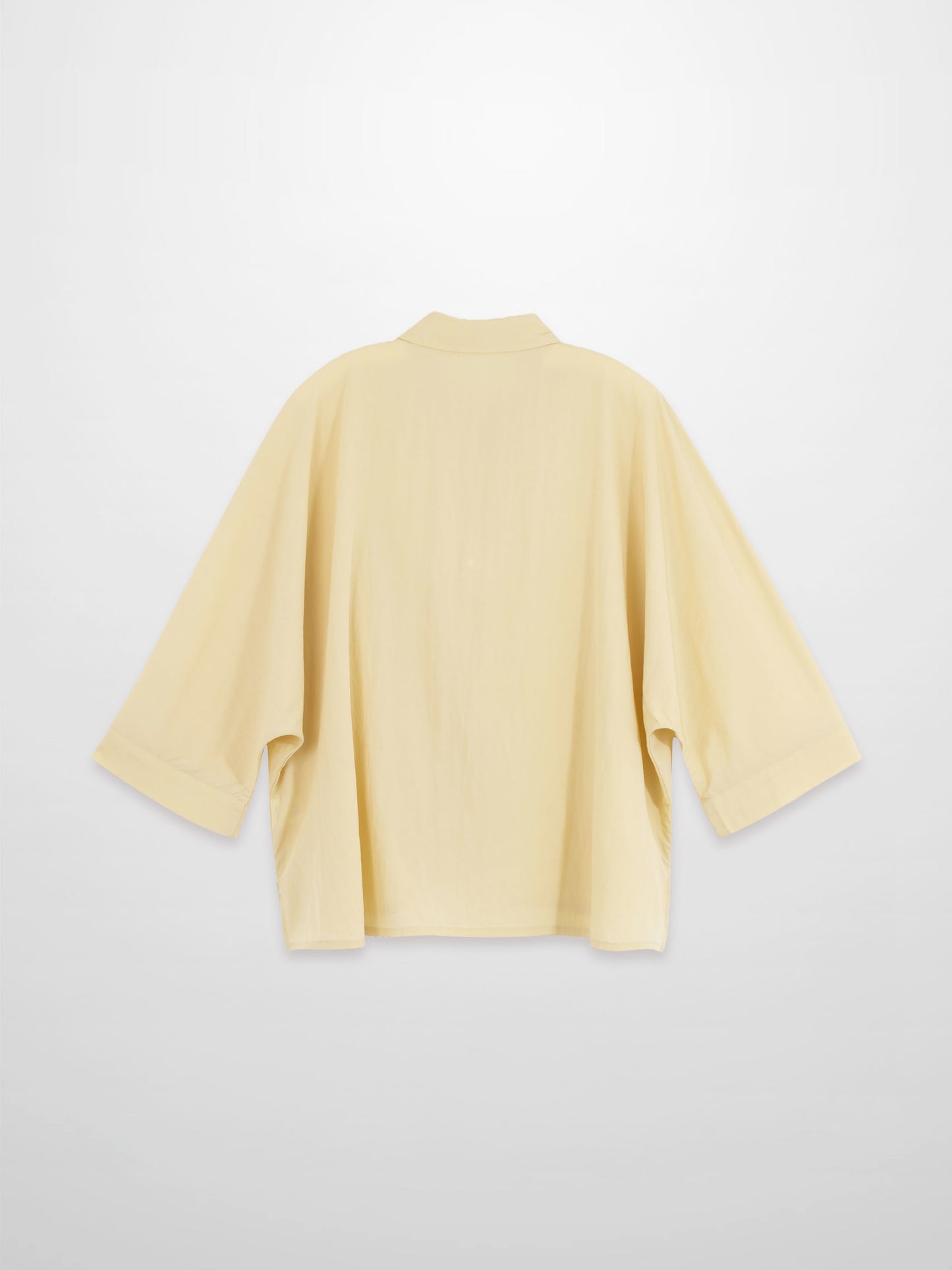 Boxy Dolman Sleeve Crinkle Blouse Pale Yellow Casual Loose Top