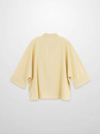 Boxy Dolman Sleeve Crinkle Blouse Pale Yellow Casual Loose Top