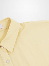 Boxy Dolman Sleeve Crinkle Blouse Pale Yellow Casual Loose Top