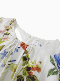Waist Yoke Dress Garden Floral Elegant Printed Evening Dress