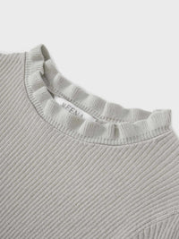 Ruffle Sweater Ice Latte Soft Lightweight Elegant Women's Top