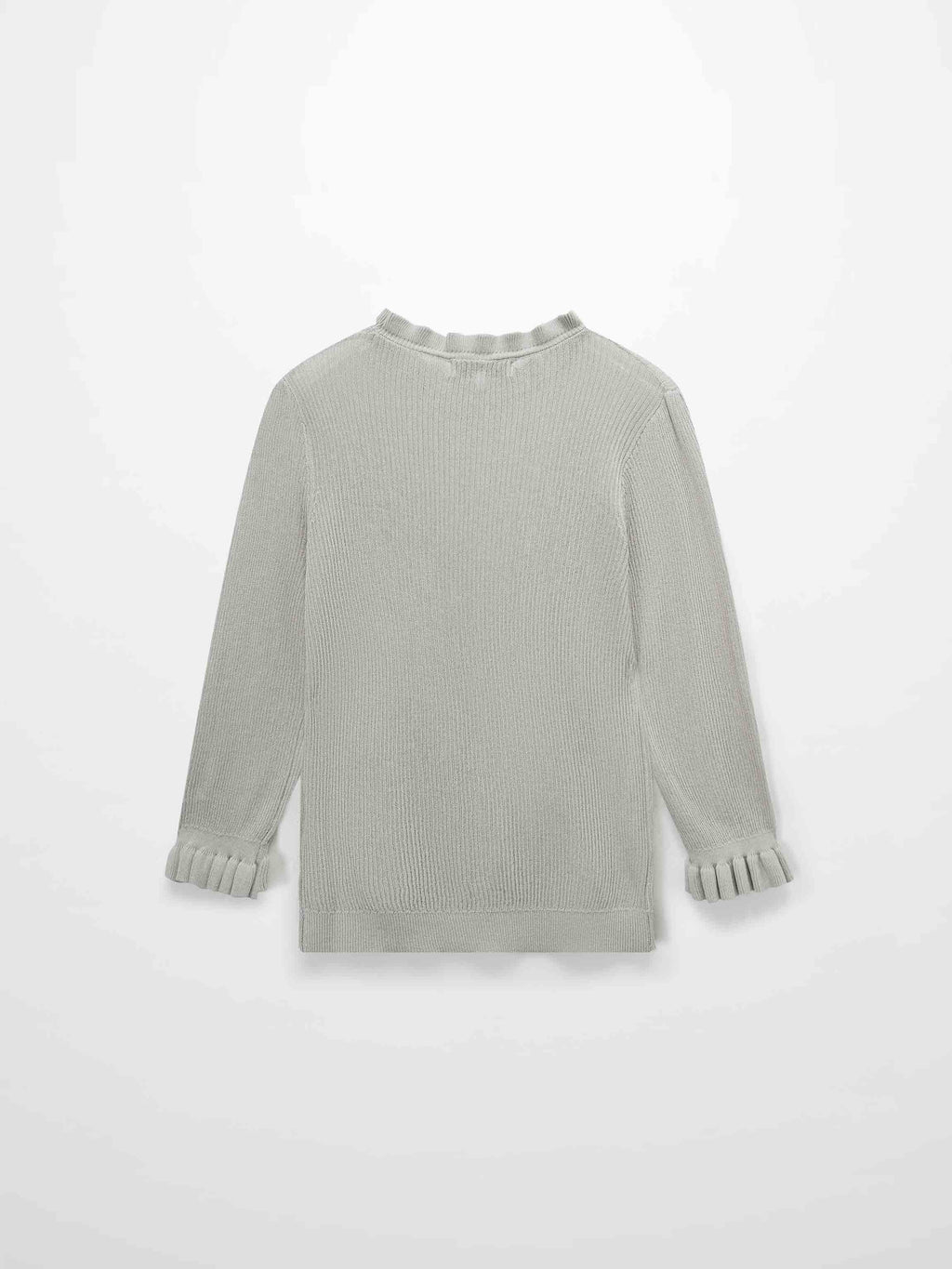Ruffle Sweater Ice Latte Soft Lightweight Elegant Women's Top