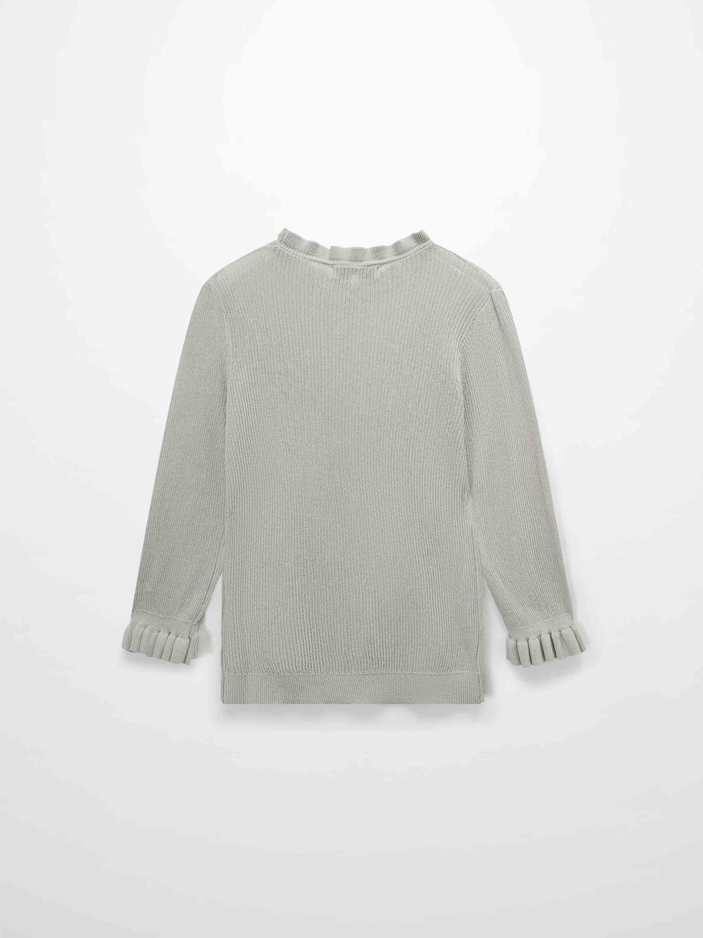 Ruffle Sweater Ice Latte Soft Lightweight Elegant Women's Top