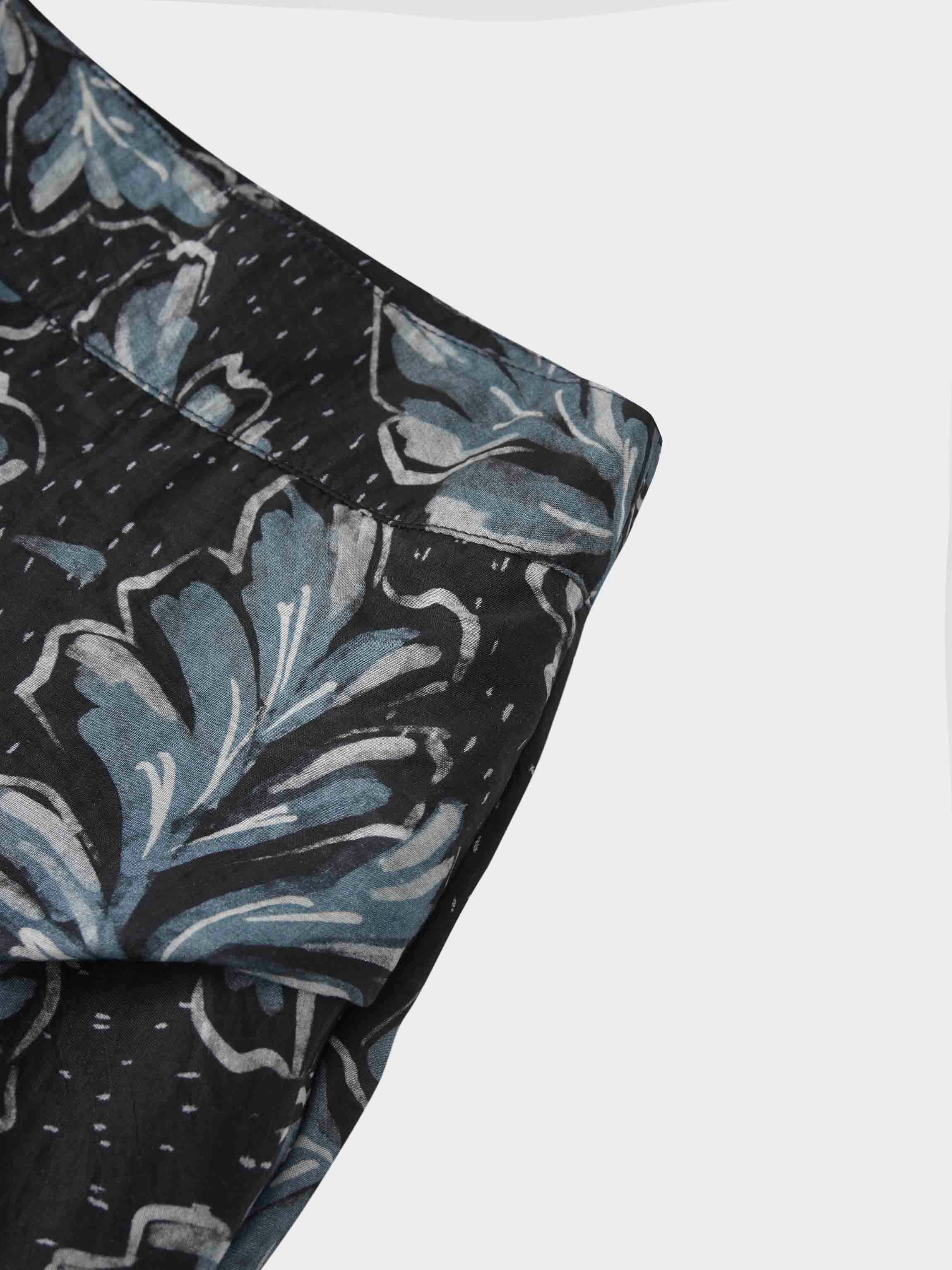 Blue Floral Gathered Overlay Skirt Elegant Dressy SS26