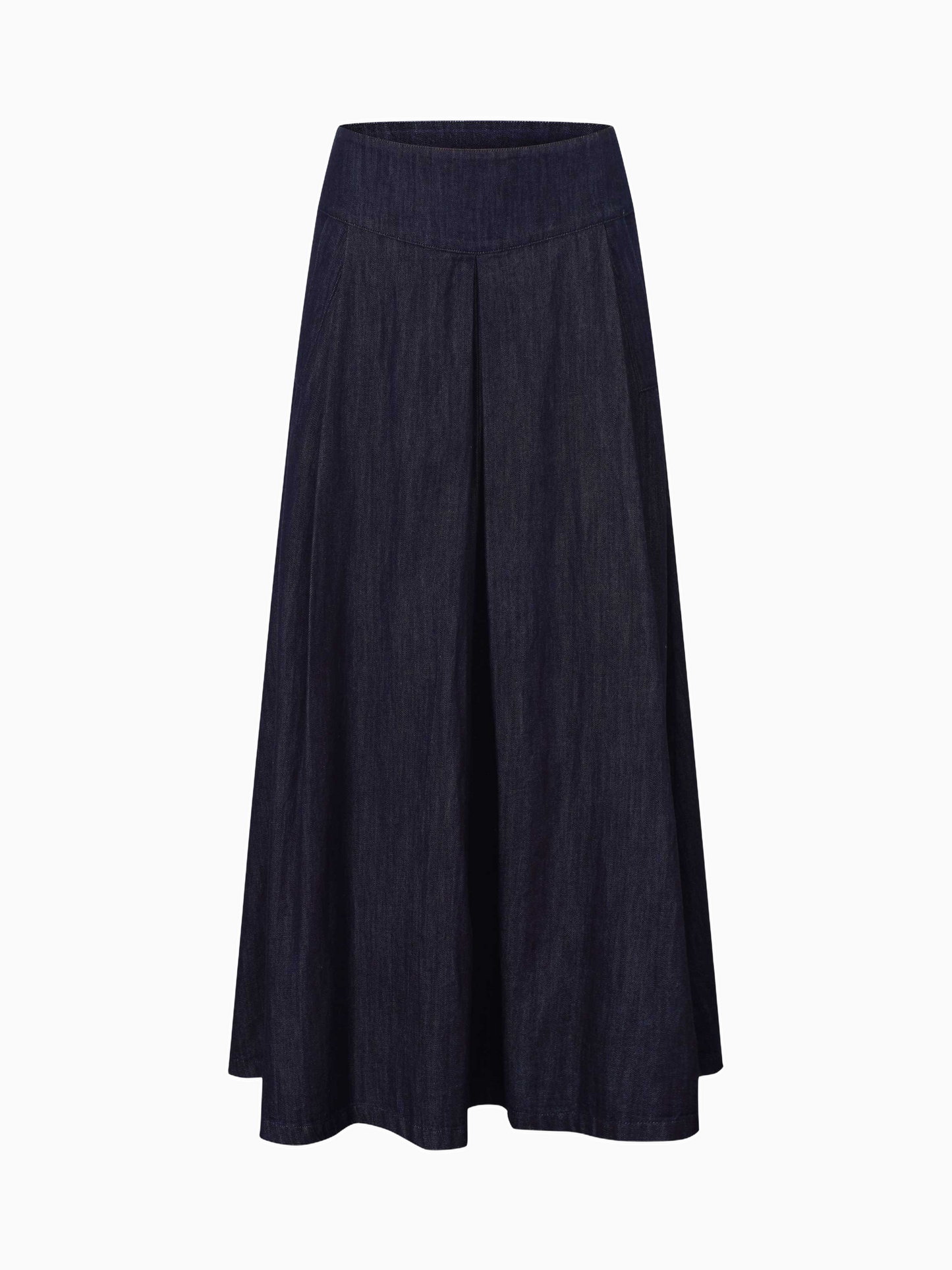 Inverted Yoke Pleat Skirt Dark Blue Classic Comfort Skirt
