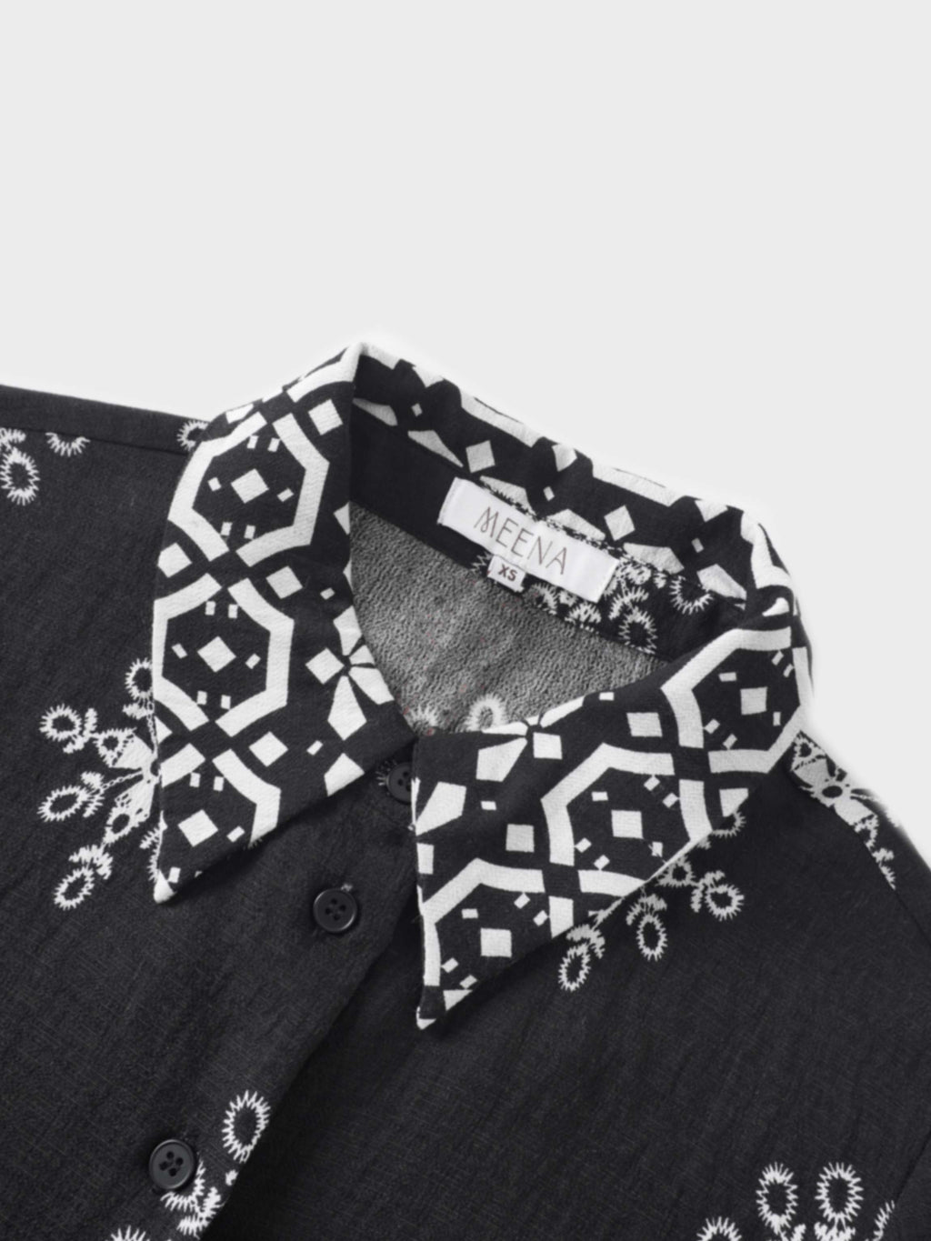 Black Medallion Wrap Shirtdress Women’s Elegant Printed Dress