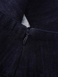 Inverted Yoke Pleat Skirt Dark Blue Classic Comfort Skirt