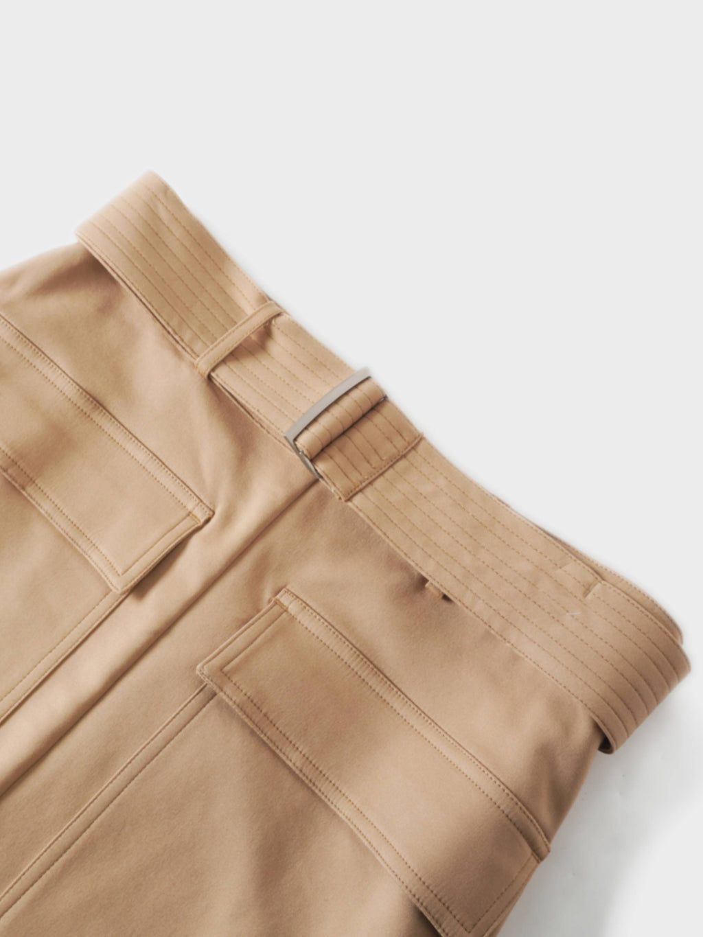 Tan Belted Straight Cargo Skirt with Pockets Casual SS26 New Arrival-3