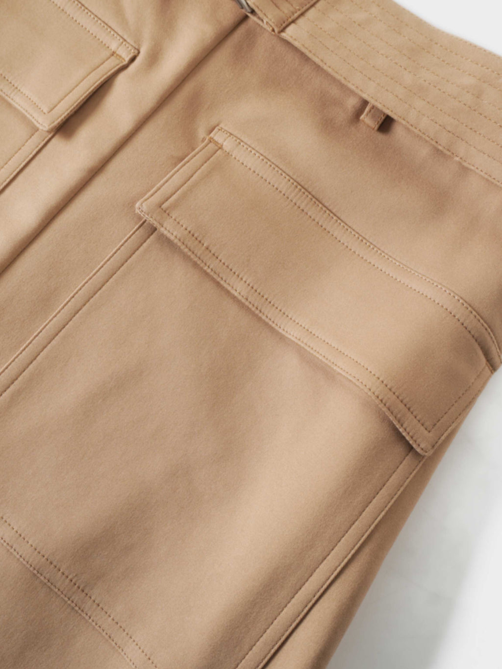 Tan Belted Straight Cargo Skirt with Pockets Casual SS26 New Arrival-4