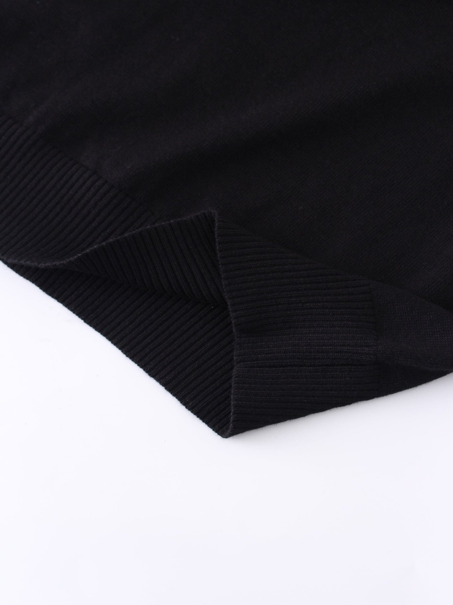 Basic Crew Sweater Black Long Sleeve Casual Knit Top FW24-4