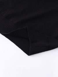 Basic Crew Sweater Black Long Sleeve Casual Knit Top FW24-4