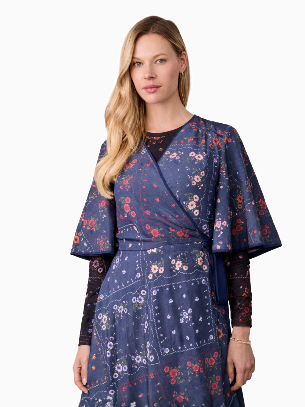 Crew Neck Printed Mesh Top Colored Floral Lightweight Breathable Tee-0