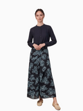 Blue Floral Gathered Overlay Skirt Elegant Dressy SS26