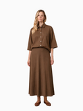 Brown 37-Inch Crinkle Skirt Lightweight Comfortable Stylish