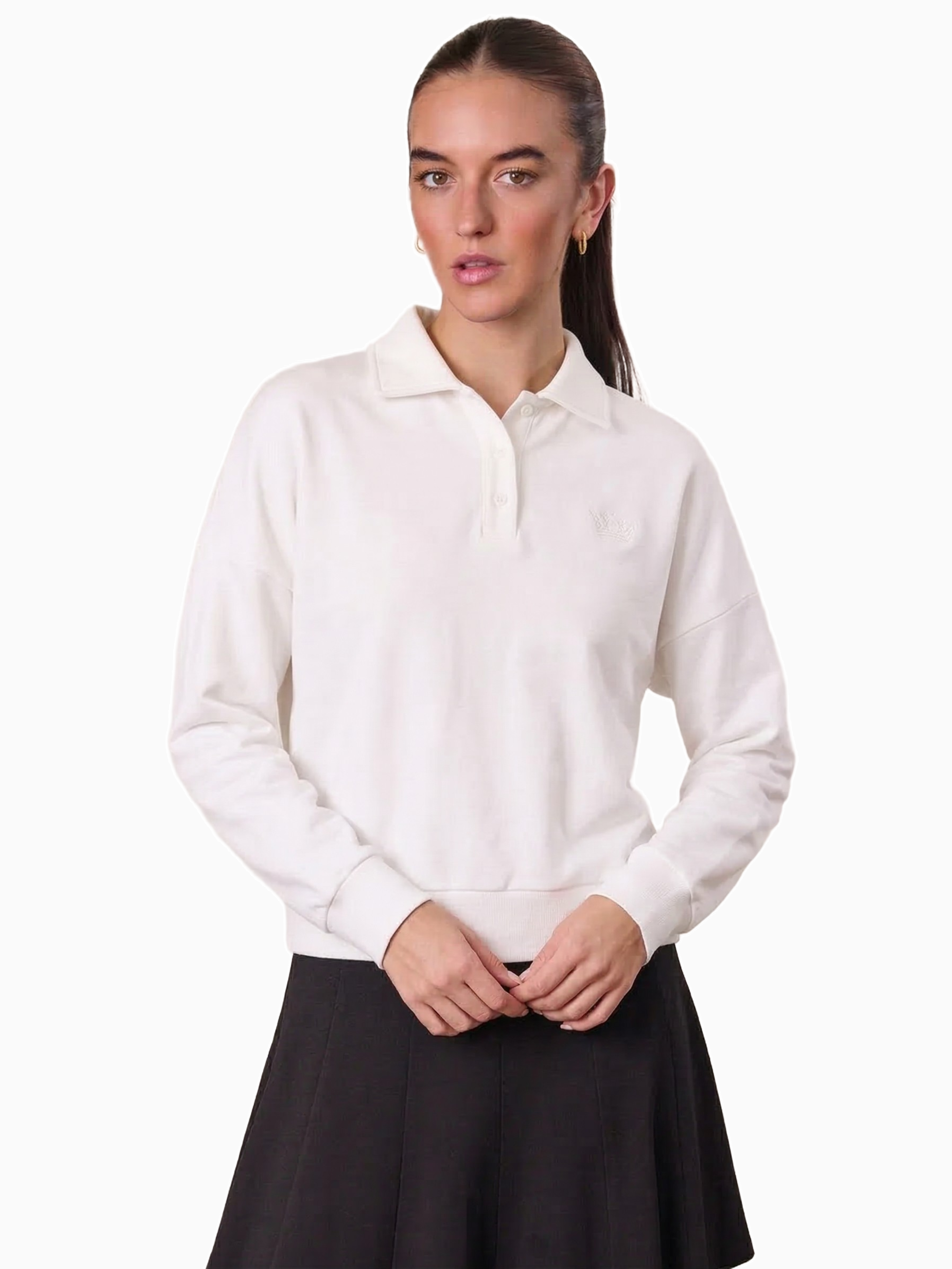 Collared Bomber Tee-White
