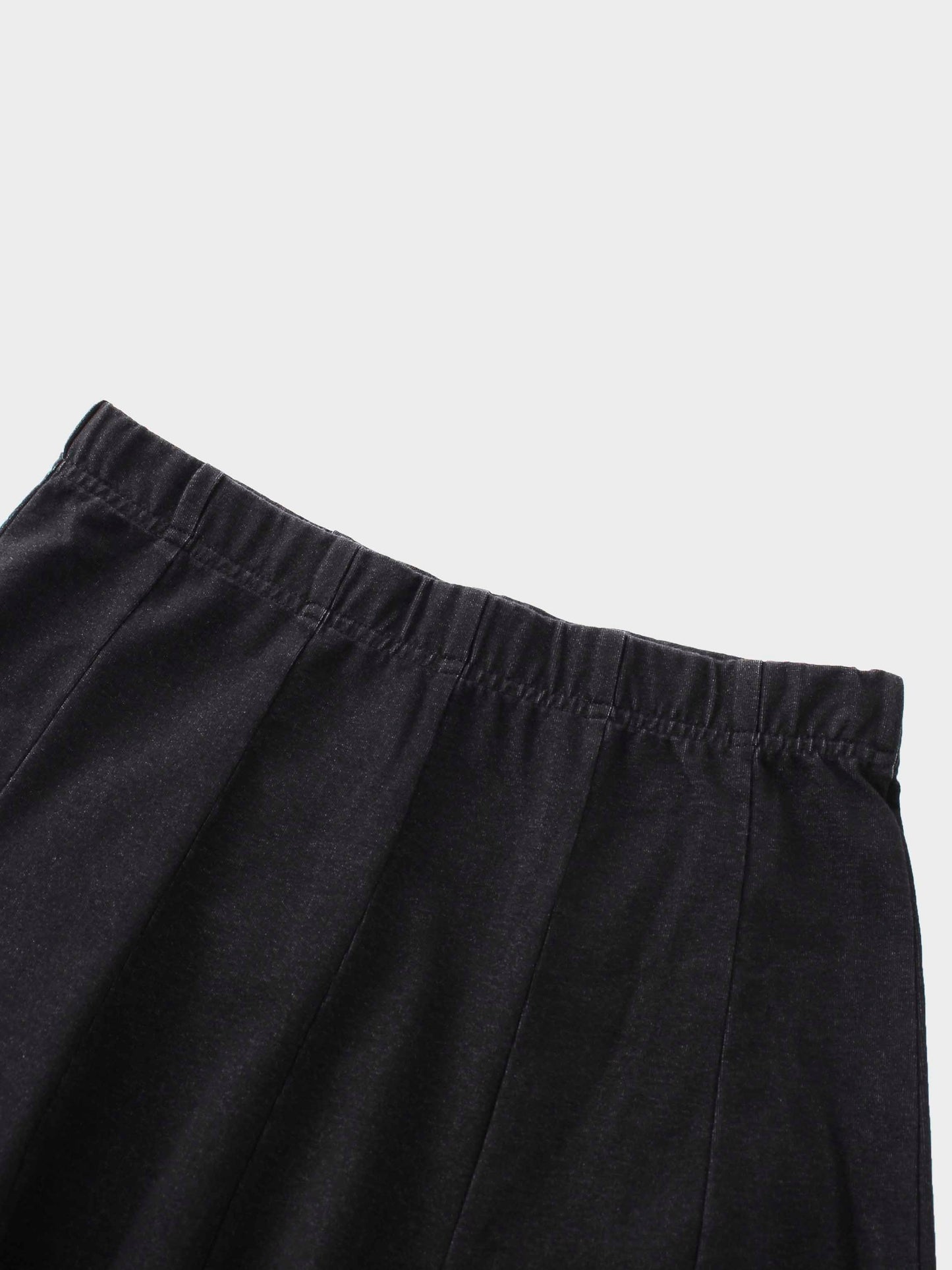 Paneled Flare Skirt 35 Inch Solid Black Casual Sporty Summer Skirt