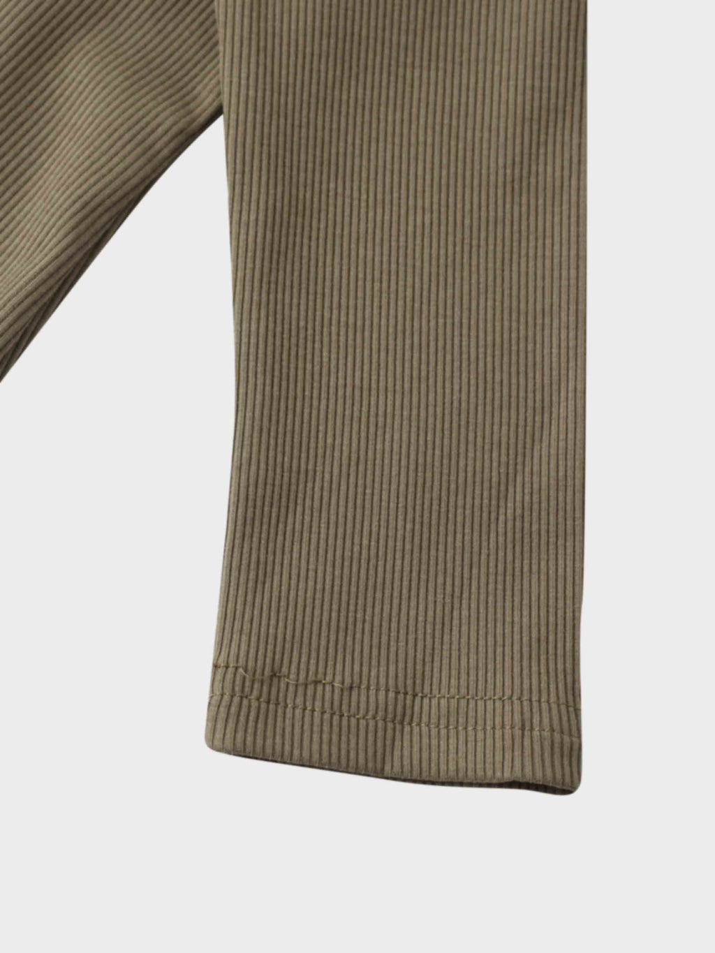 Soft Ribbed High V Neck Tee Olive Green Casual Basic Top