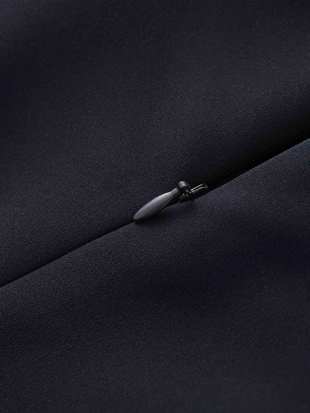 Navy Faux Satin Crew Neck Slip Dress Elegant Casual Basic