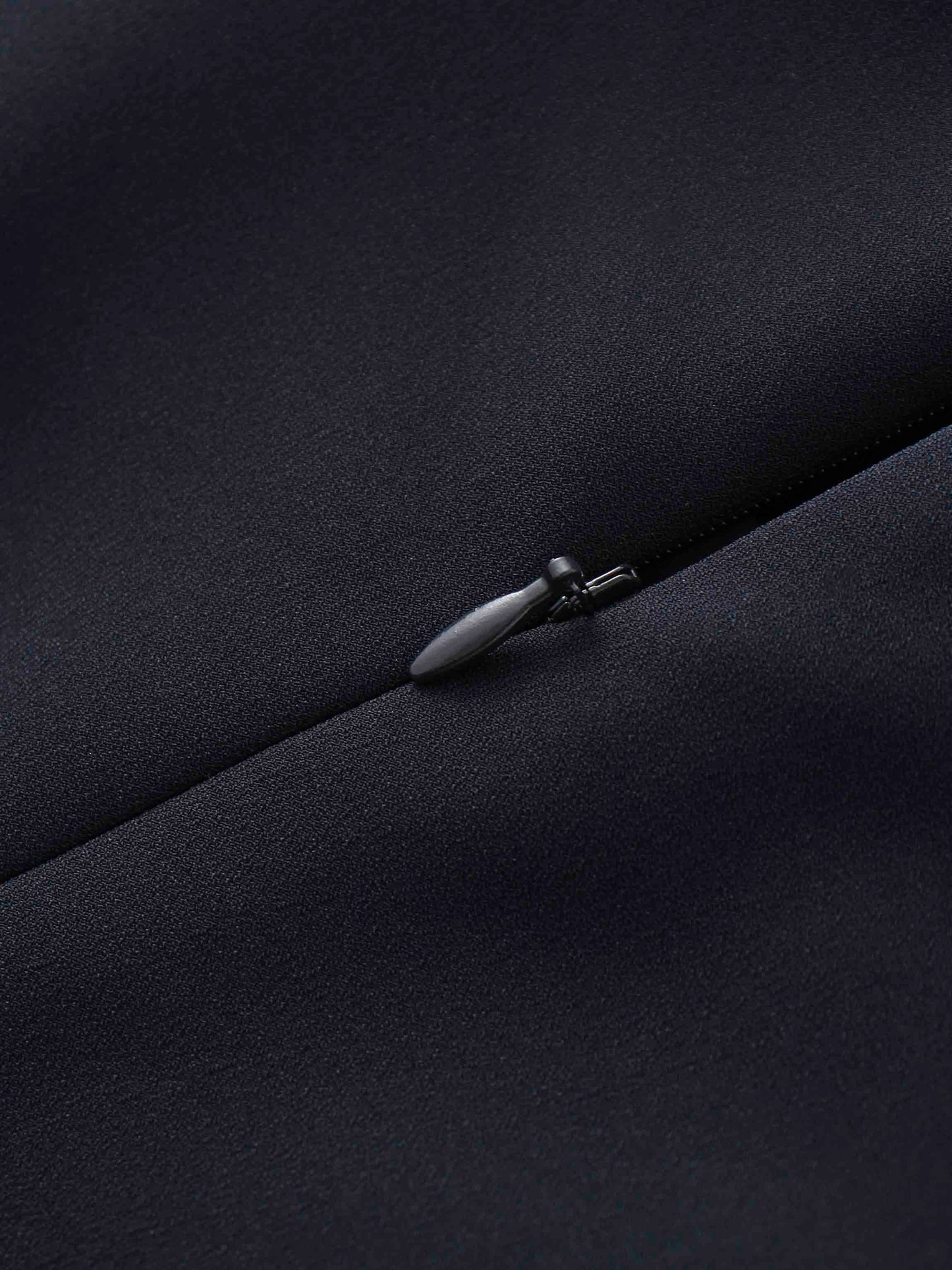 Navy Faux Satin Crew Neck Slip Dress Elegant Casual Basic