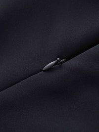 Navy Faux Satin Crew Neck Slip Dress Elegant Casual Basic