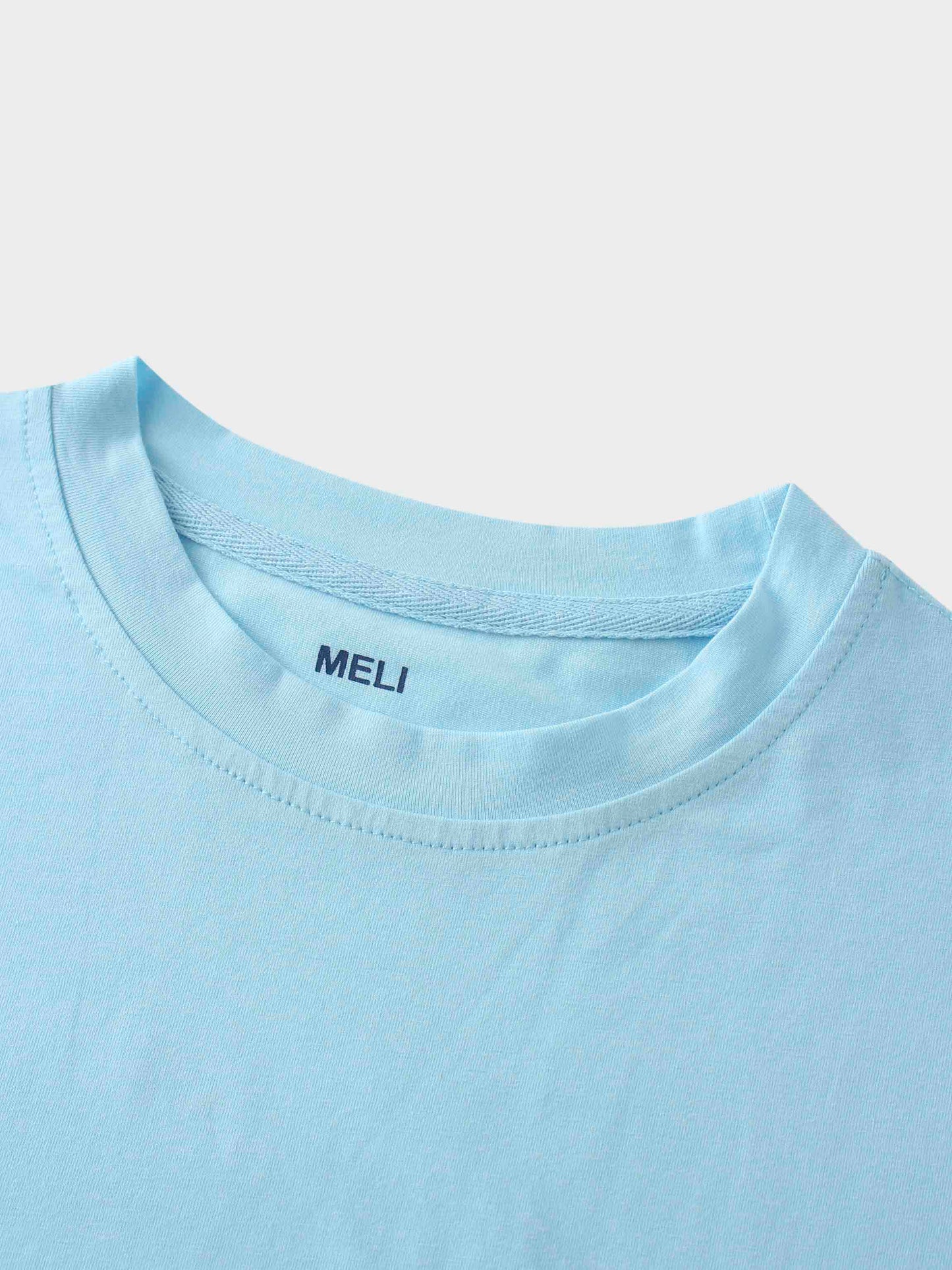 Oversized Rounded Hem Sky Blue T-Shirt Lightweight Cotton Tee