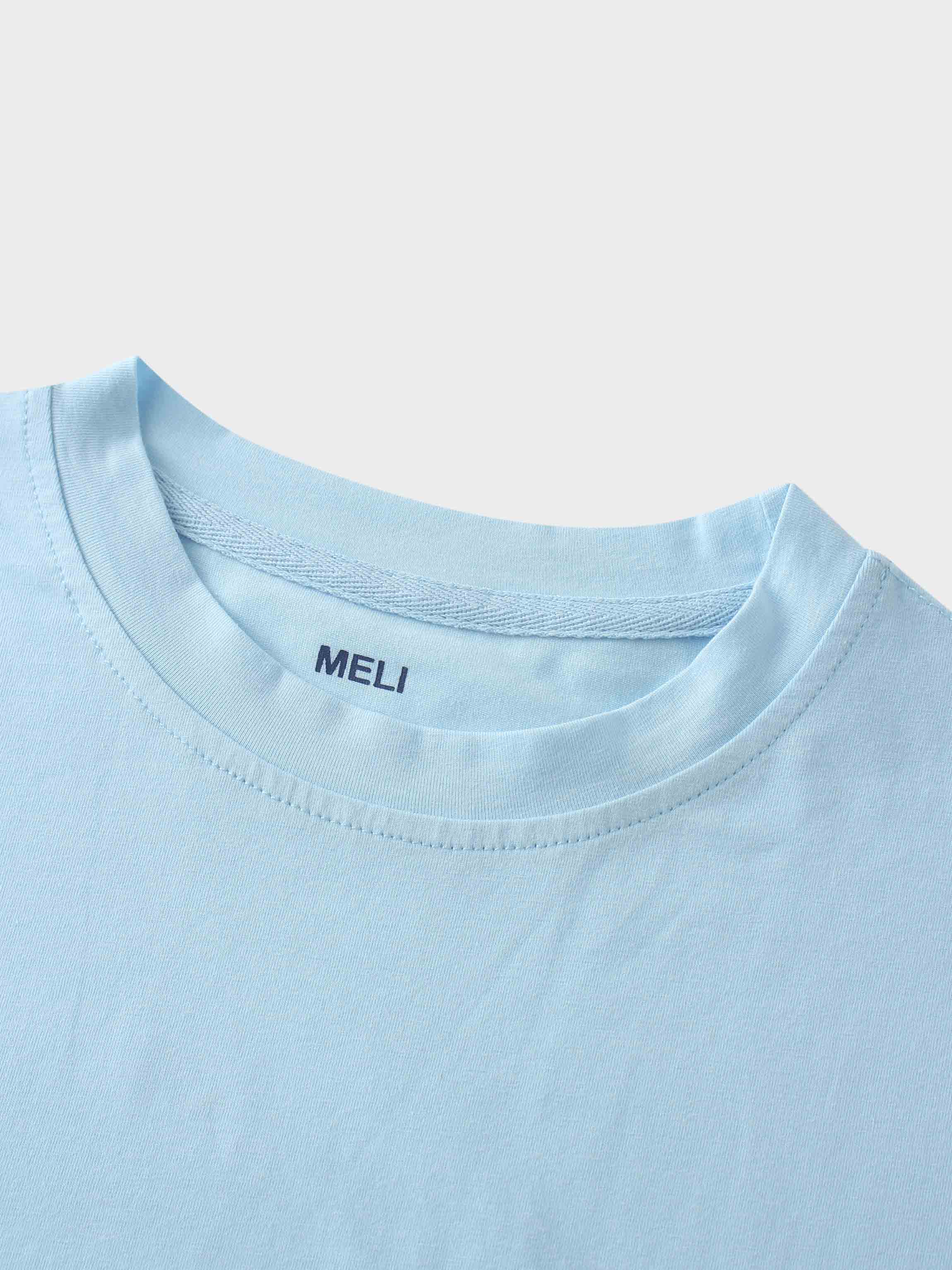 Oversized Rounded Hem Sky Blue T-Shirt Lightweight Cotton Tee