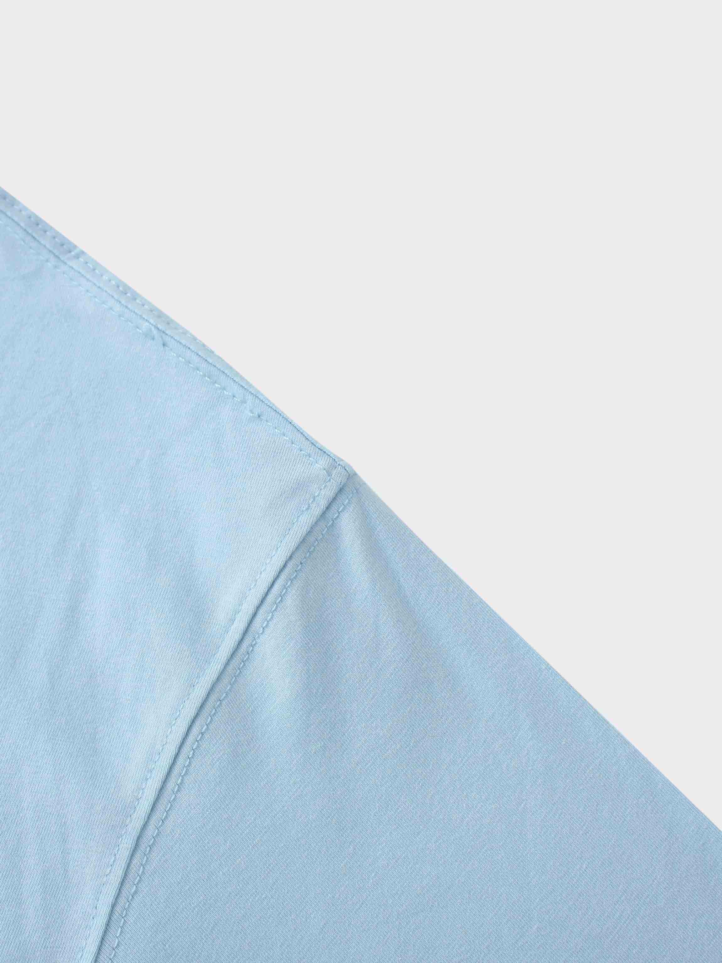 Oversized Rounded Hem Sky Blue T-Shirt Lightweight Cotton Tee