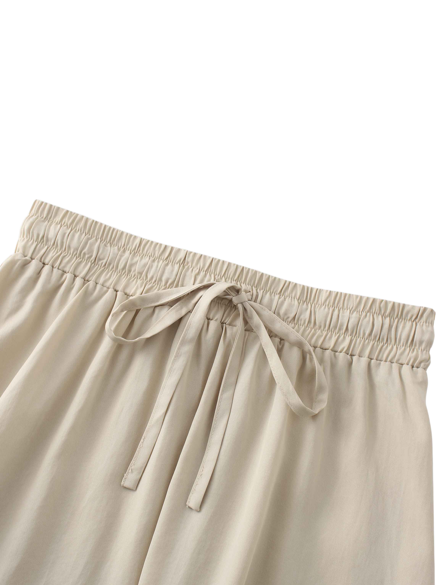 Tan Drawstring Circle Skirt Lightweight Adjustable Fit Casual Skirt-3
