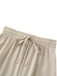 Tan Drawstring Circle Skirt Lightweight Adjustable Fit Casual Skirt-3