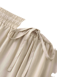 Tan Drawstring Circle Skirt Lightweight Adjustable Fit Casual Skirt-4