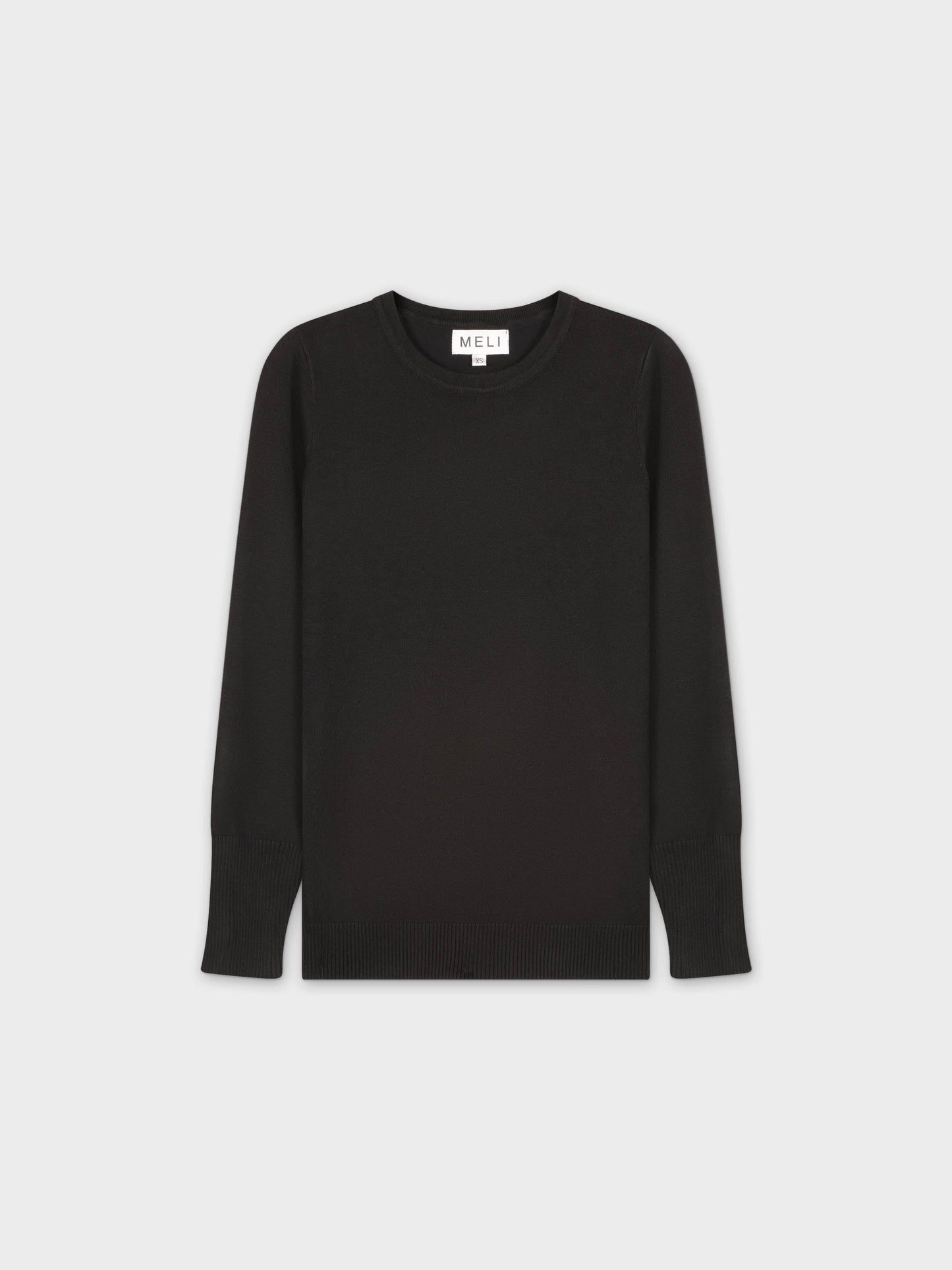 Basic Crew Sweater Black Long Sleeve Casual Knit Top FW24-1