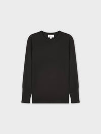 Basic Crew Sweater Black Long Sleeve Casual Knit Top FW24-1