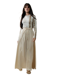 Tan Drawstring Circle Skirt Lightweight Adjustable Fit Casual Skirt-0