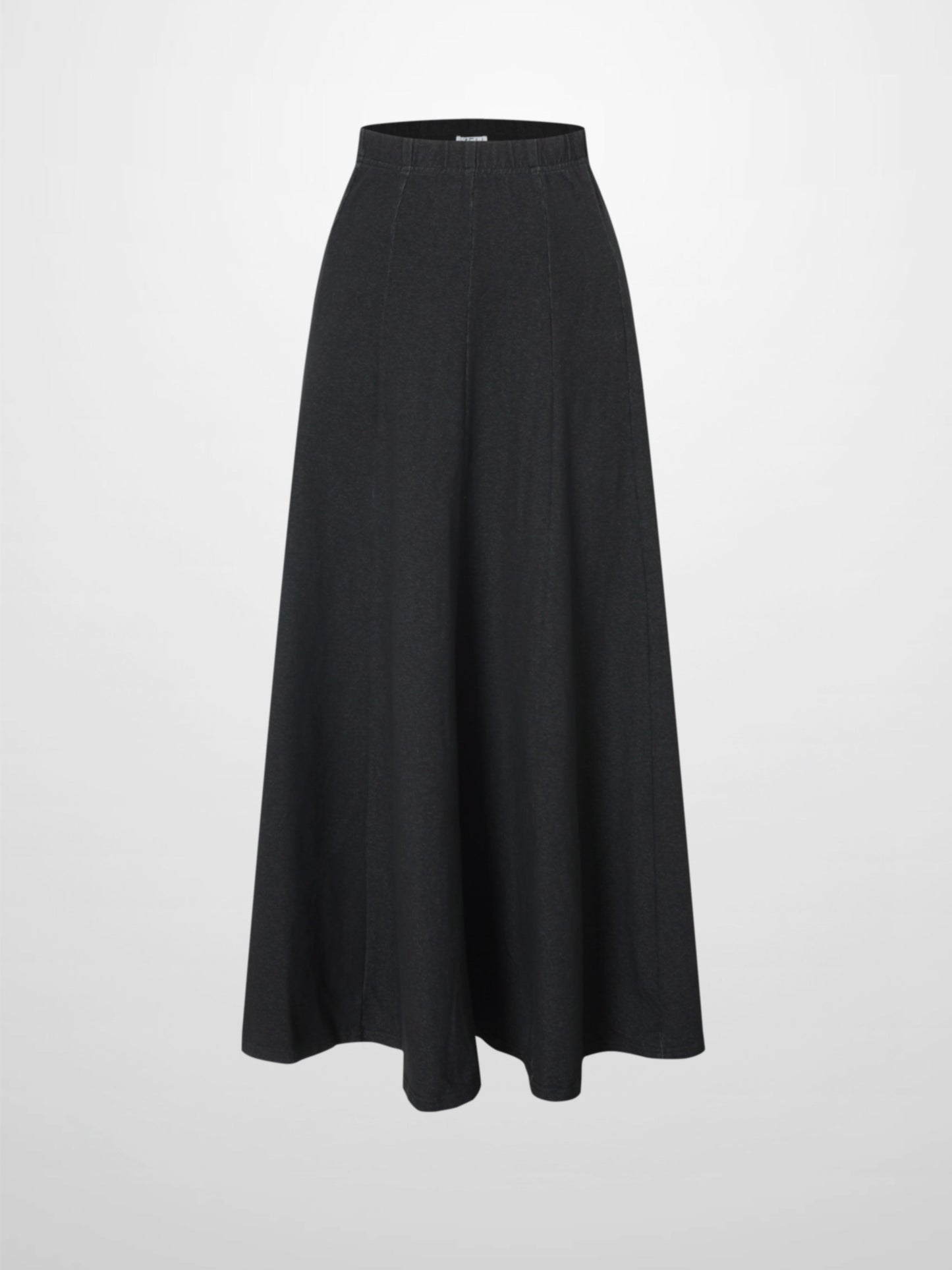 Paneled Flare Skirt 35 Inch Solid Black Casual Sporty Summer Skirt